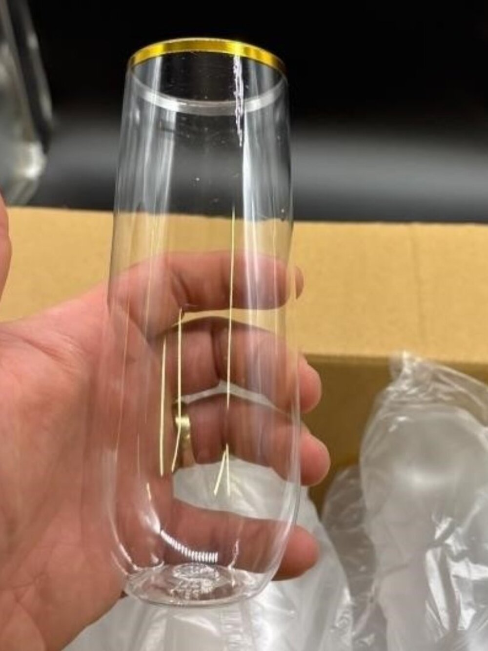 60PCS Stemless Plastic Champagne Flutes NEW in BOX Cups Cocktail